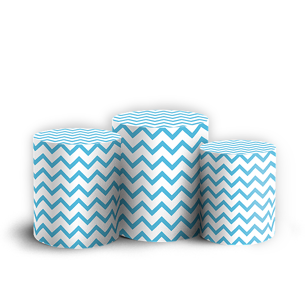 Trio Cilindro - Fundo Chevron Zig Zag - Sublimado 3D + Elástico
