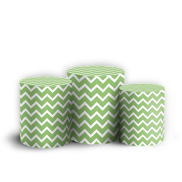 Trio Cilindro - Fundo Chevron Zig Zag - Sublimado 3D + Elástico