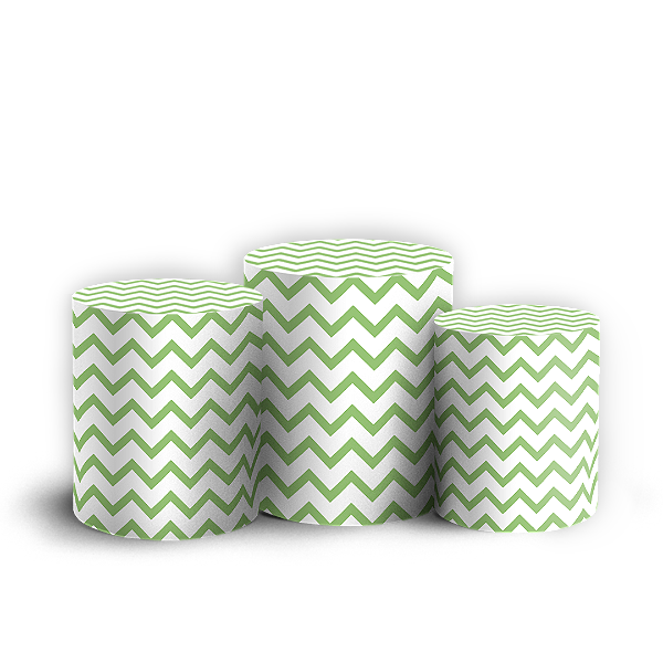 Trio Cilindro - Fundo Chevron Zig Zag - Sublimado 3D + Elástico
