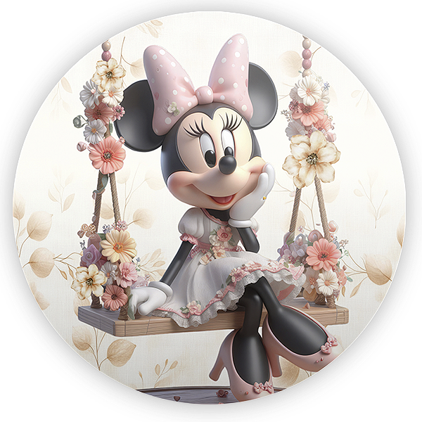 Painel Redondo - Minnie Jardim - Sublimado 3D