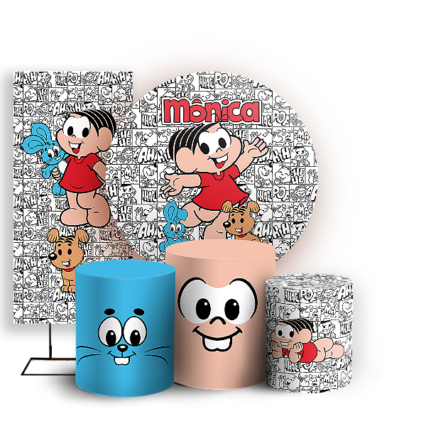 KIT Redondo Trio e Faixa - Monica Turma da Monica - Sublimado 3D