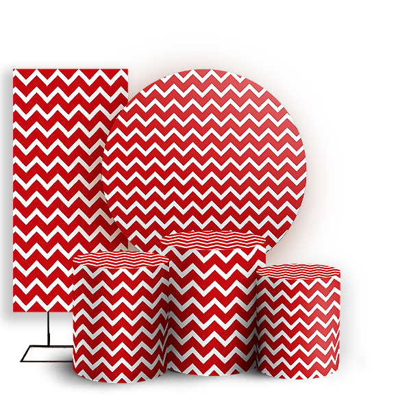 KIT Redondo Trio e Faixa - Fundo Chevron Zig Zag - Sublimado 3D