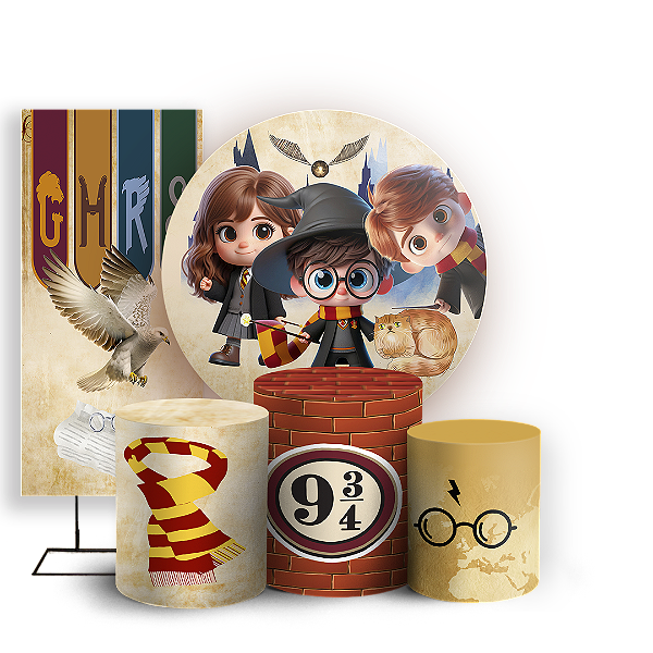 KIT Redondo Trio e Faixa - Harry Potter - Sublimado 3D
