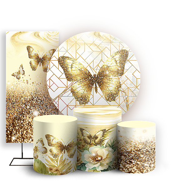 KIT Redondo Trio e Faixa - Borboleta Dourada