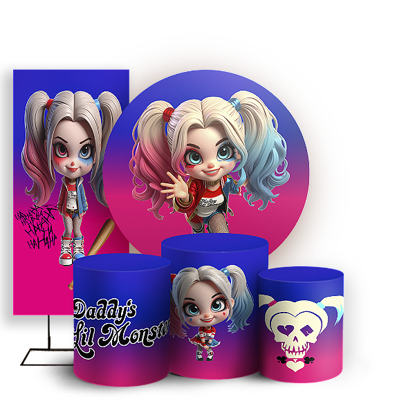 KIT Redondo Trio e Faixa - Arlequina e Coringa