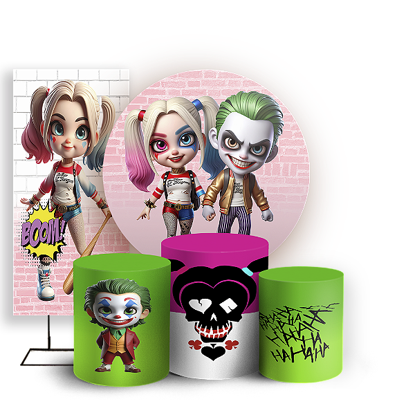 KIT Redondo Trio e Faixa - Arlequina e Coringa