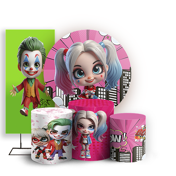 KIT Redondo Trio e Faixa - Arlequina e Coringa