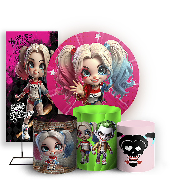 KIT Redondo Trio e Faixa - Arlequina e Coringa