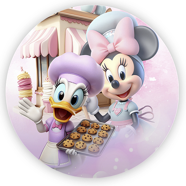Painel Redondo - Minnie Confeitaria - Sublimado 3D
