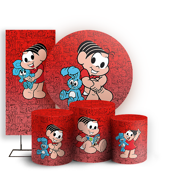 KIT Redondo Trio e Faixa - Monica   Turma da Monica - Sublimado 3D