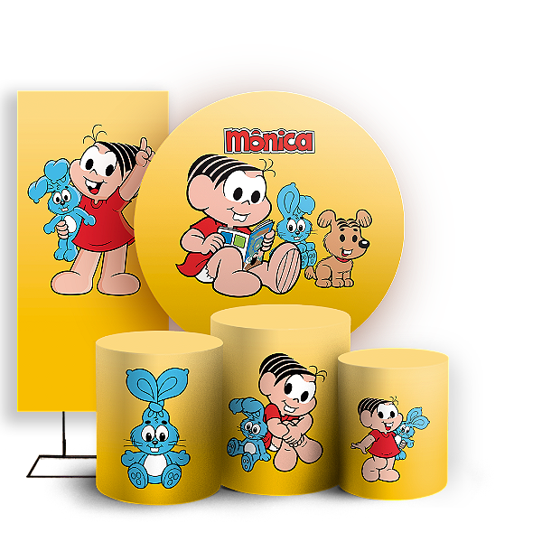 KIT Redondo Trio e Faixa - Monica   Turma da Monica - Sublimado 3D