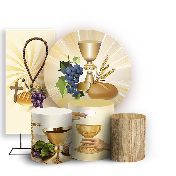 KIT Redondo Trio e Faixa - Religioso Eucaristia - Sublimado 3D