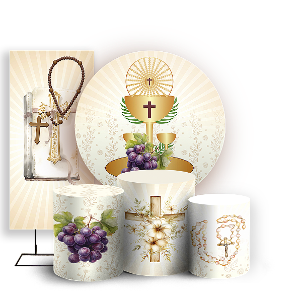 KIT Redondo Trio e Faixa - Religioso Eucaristia - Sublimado 3D