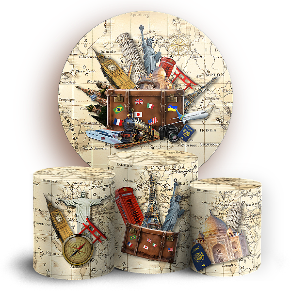 KIT Redondo e Trio - Mapa Viagens - Sublimado 3D