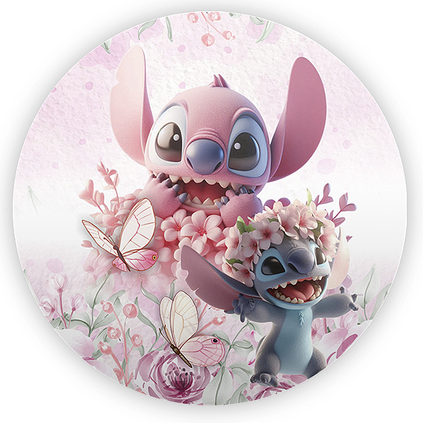 Painel Redondo - Stitch Rosa - Sublimado 3D