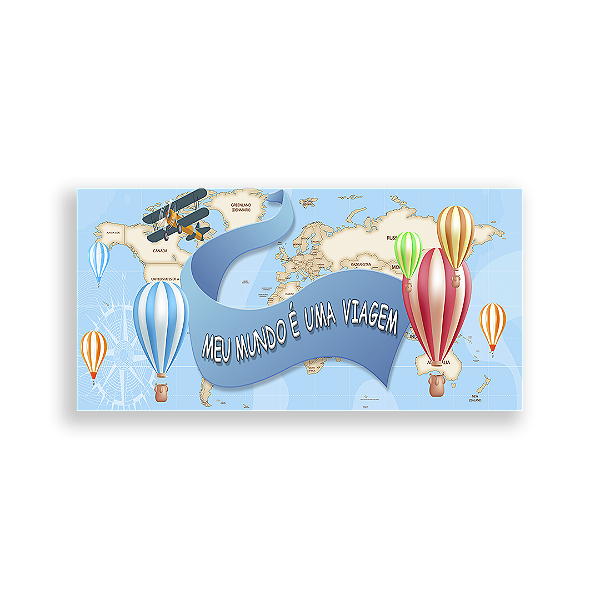 Painel Retangular - Volta Ao Mundo Viagem - Sublimado 3D