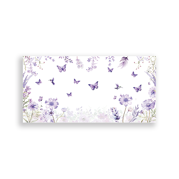 Painel Retangular - Floral Jardim Borboleta - Sublimado 3D