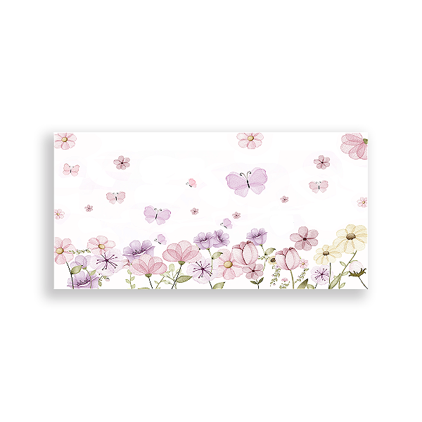 Painel Retangular - Floral Jardim Borboleta - Sublimado 3D