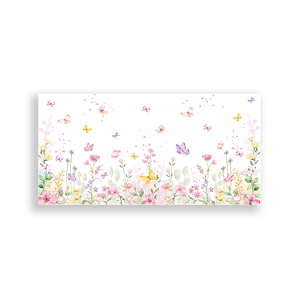 Painel Retangular - Floral Jardim Borboleta - Sublimado 3D