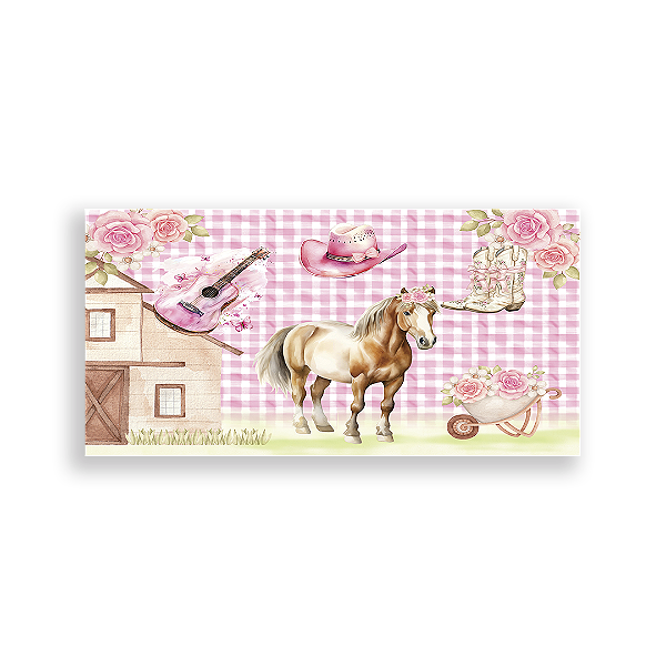 Painel Retangular - Cavalo Boiadeira Rosa - Sublimado 3D