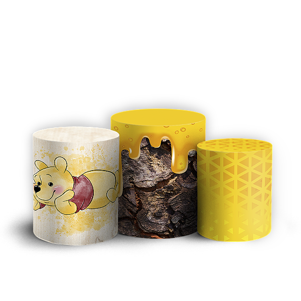 Trio Cilindro - Ursinho Pooh Aquarela - Sublimado 3D