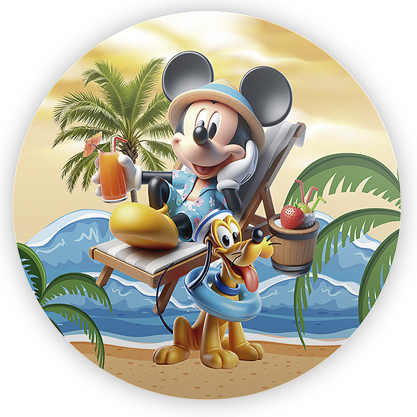 Painel Redondo - Mickey Pool Party - Sublimado 3D