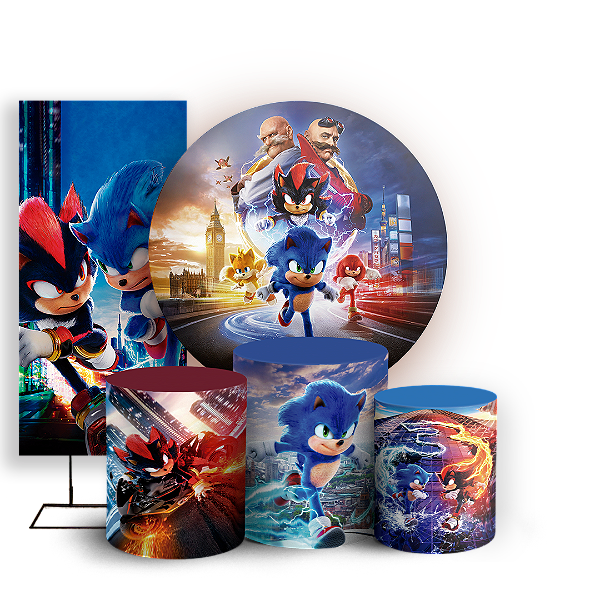KIT Redondo Trio e Faixa - Sonic Shadow - Sublimado 3D