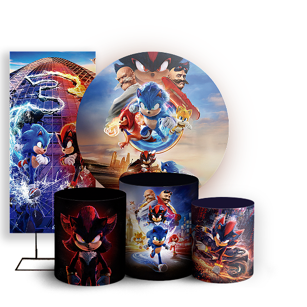 KIT Redondo Trio e Faixa - Sonic Shadow - Sublimado 3D