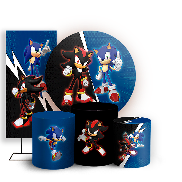 KIT Redondo Trio e Faixa - Sonic Shadow - Sublimado 3D