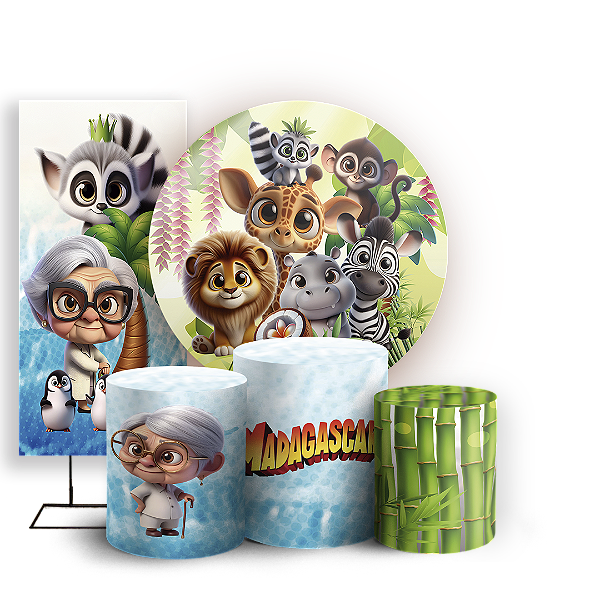 KIT Redondo Trio e Faixa - Madagascar - Sublimado 3D