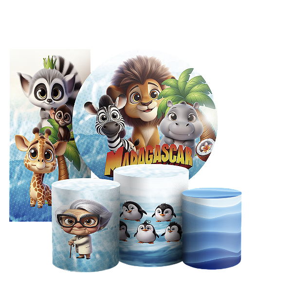 KIT Redondo Trio e Faixa - Madagascar - Sublimado 3D