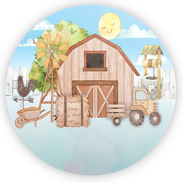 Mini Painel - Fazendinha Aquarela - Sublimado 3D