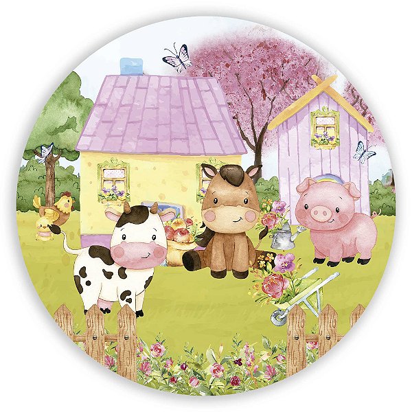 Mini Painel - Fazendinha Rosa - Sublimado 3D