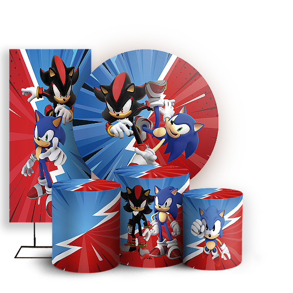 KIT Redondo Trio e Faixa - Sonic Shadow - Sublimado 3D