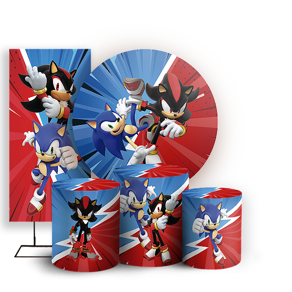 KIT Redondo Trio e Faixa - Sonic Shadow - Sublimado 3D