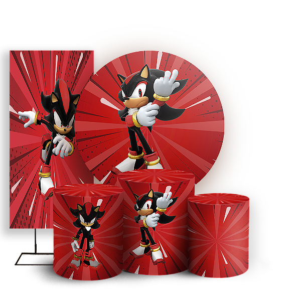 KIT Redondo Trio e Faixa - Sonic Shadow - Sublimado 3D