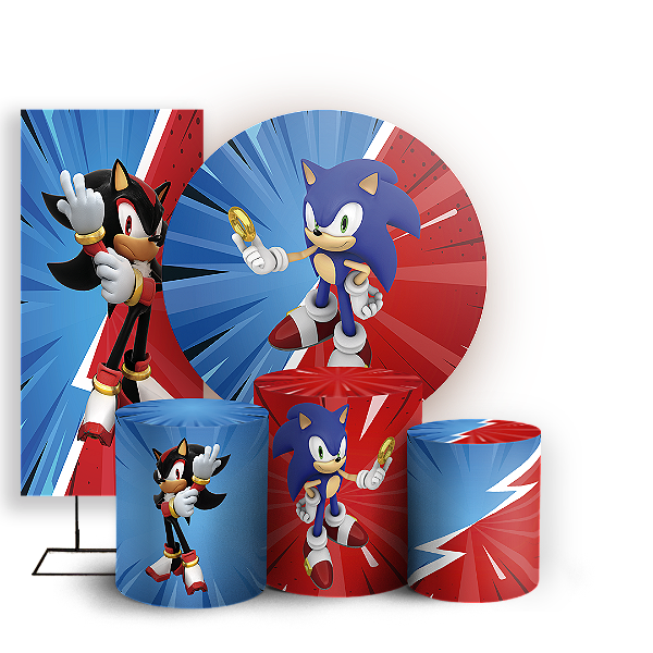 KIT Redondo Trio e Faixa - Sonic Shadow - Sublimado 3D