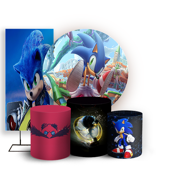 KIT Redondo Trio e Faixa - Sonic - Sublimado 3D