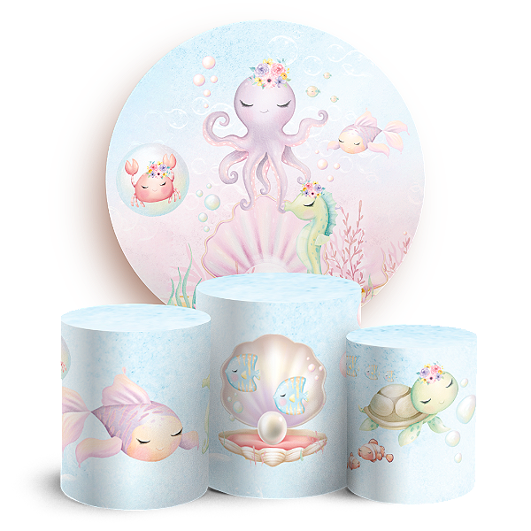KIT Redondo e Trio - Fundo do Mar - Sublimado 3D