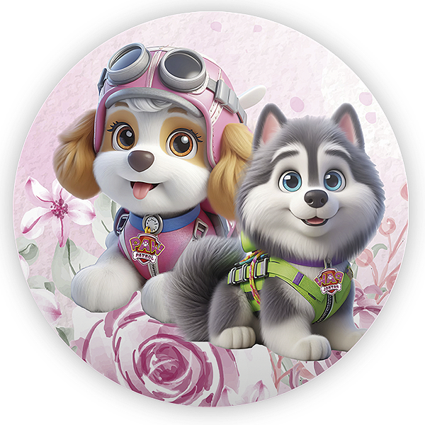 Painel Redondo - Patrulha Canina Rosa - Sublimado 3D