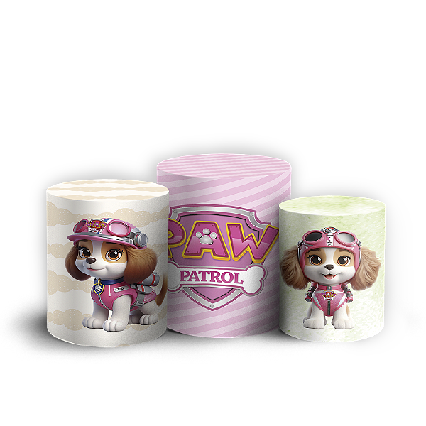 Trio Cilindro - Patrulha Canina Rosa - Sublimado 3D
