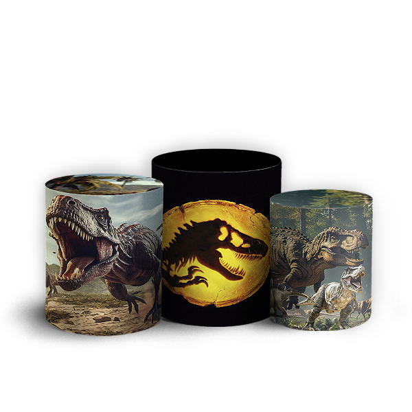Trio Cilindro - Dinossauro Jurassic - Sublimado 3D