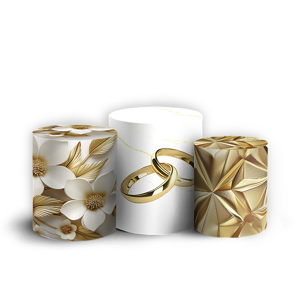 Trio Cilindro - Bodas De Ouro - Sublimado 3D