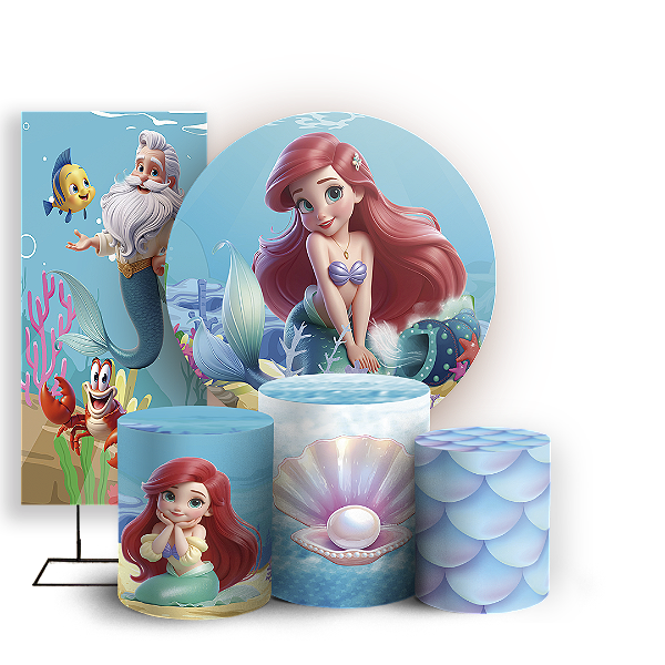 KIT Redondo Trio e Faixa - Princesa Ariel - Sublimado 3D