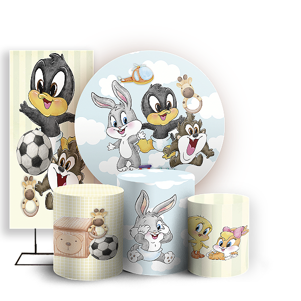 KIT Redondo Trio e Faixa - Looney Tunes - Sublimado 3D