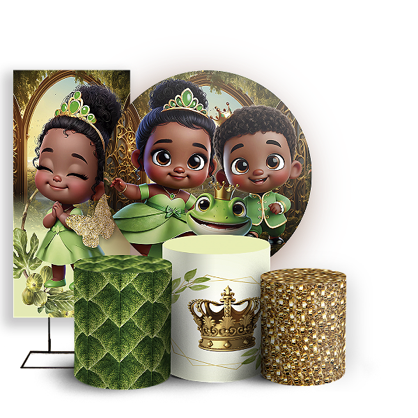 KIT Redondo Trio e Faixa - Princesa Tiana - Sublimado 3D