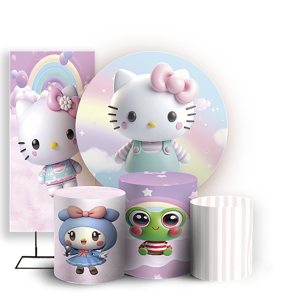 KIT Redondo Trio e Faixa - Hello Kitty - Sublimado 3D