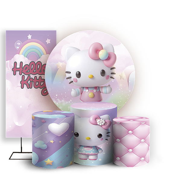 KIT Redondo Trio e Faixa - Hello Kitty - Sublimado 3D