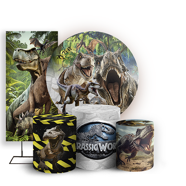 KIT Redondo Trio e Faixa - Dinossauro Jurassic - Sublimado 3D