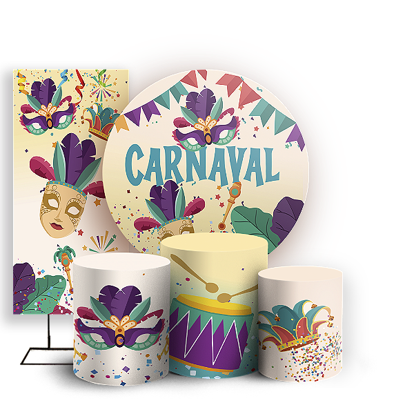 KIT Redondo Trio e Faixa - Carnaval - Sublimado 3D